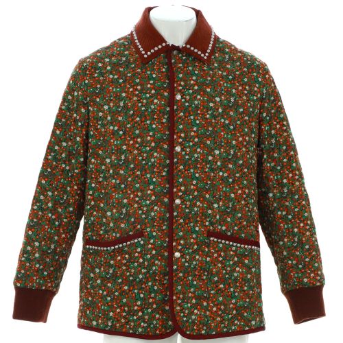 Men's Floral Print Jacket Embroidered Quilted Printed Cotton