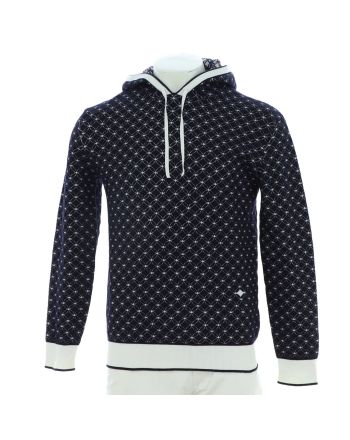 Men's Monogram Flower Jacquard Hoodie Wool Blend