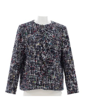 Women's Ruffled Collarless Jacket Tweed